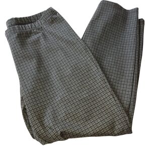 Utopia By Hue Women’s Large Dark Plaid Dress Pants Fall Winter Gray Blue Black